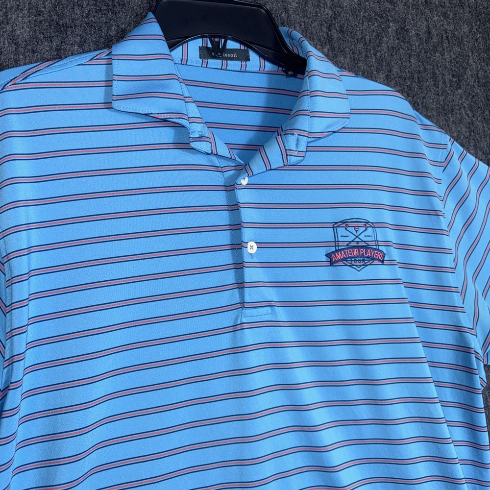 Turtleson Amateur Players Tour Blue Striped Golf Polo Shirt‎ Mens Size Medium